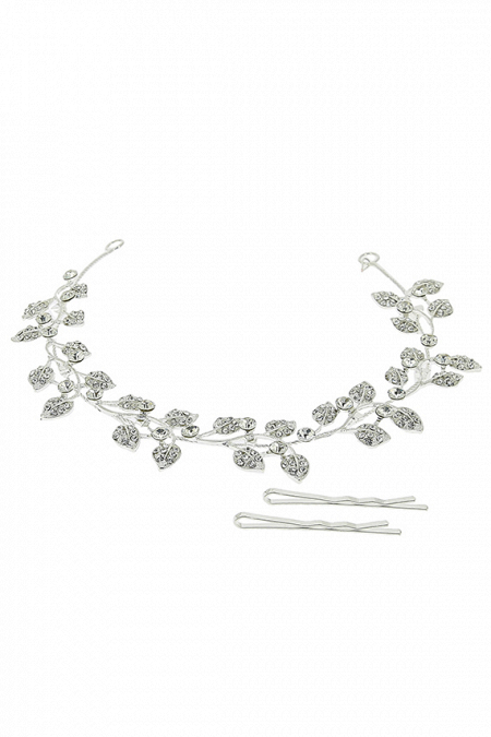 Мягкая диадема МД001 со стразами, цвет серебро в свадебном салоне Princesse de Paris