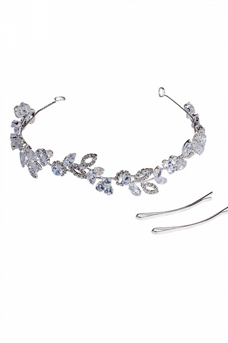 Мягкая диадема МД008 с цирконами, цвет белое золотов свадебном салоне Princesse de Paris