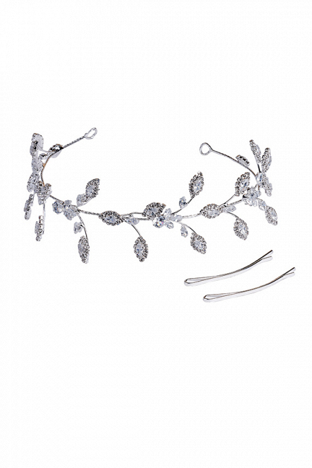 Мягкая диадема МД009 с цирконами, цвет белое золото в свадебном салоне Princesse de Paris
