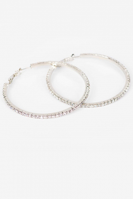 Серьги-конго в форме колец со стразами, цвет серебро в свадебном салоне Princesse de Paris