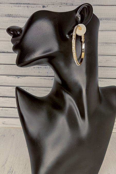 Серьги - кольца SZ01 со стразами, цвет золото - бижутерия для невесты  и  для создания вечернего образа купить недорого в салоне Princesse de Paris СПБ