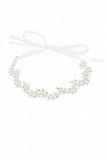 Мягкая диадема МД006 со стразами, цвет серебро в свадебном салоне Princesse de Paris