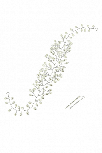 Мягкая диадема МД015 с жемчугом, цвет серебро ручная работа в свадебном салоне Princesse de Paris