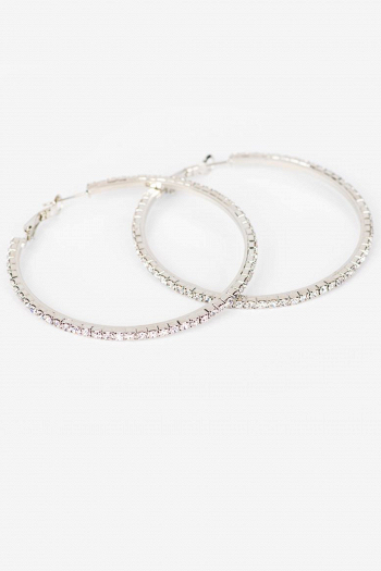 Серьги-конго в форме колец со стразами, цвет серебро в свадебном салоне Princesse de Paris