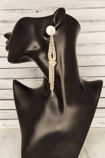 Оригинальные серьги-водопад SZ07 в необычном благородном цвете розовое золото под вечернее платье на выпускной и корпоратив купить недорого в салоне Princesse de  Paris в СПБ.