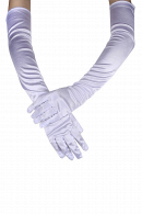 Длинные атласные оперные перчатки темно-синего цвета для создания эффектного вечернего образа купить в салоне Princesse de Paris в СПБ.