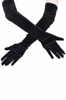Длинные бархатные оперные перчатки черного цвета для создания эффектного вечернего образа купить в салоне Princesse de Paris в СПБ.