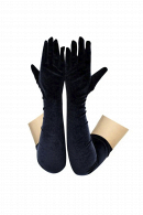 Длинные бархатные оперные перчатки черного цвета для создания эффектного вечернего образа купить в салоне Princesse de Paris в СПБ.