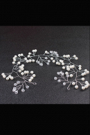 Мягкая диадема МД00 с жемчугом и кристаллами, цвет серебро в свадебном салоне Princesse de Paris