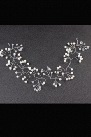 Мягкая диадема МД00 с жемчугом и кристаллами, цвет серебро в свадебном салоне Princesse de Paris