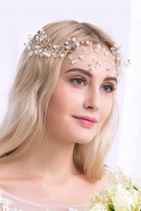 Мягкая диадема МД00 с жемчугом и кристаллами, цвет серебро в свадебном салоне Princesse de Paris