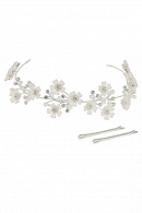 Мягкая диадема МД010 с жемчугом и кристаллами, цвет серебро ручная работа в свадебном салоне Princesse de Paris