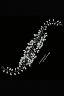 Мягкая диадема МД015 с жемчугом, цвет серебро ручная работа в свадебном салоне Princesse de Paris