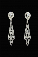 Длинные серьги СС001 со стразами и фионитами, цвет серебро в свадебном салоне Princesse de Paris