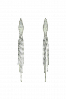 Длинные серьги СС002 со стразами и цирконами в стиле водопад, цвет серебро в свадебном салоне Princesse de Paris