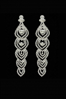 Длинные серьги СС004 со стразами и фионитами, цвет серебро в свадебном салоне Princesse de Paris