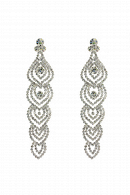 Длинные серьги СС004 со стразами и фионитами, цвет серебро в свадебном салоне Princesse de Paris