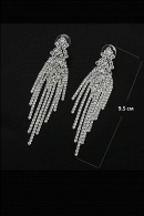 Длинные серьги СС007 в стиле водопад, со стразами и геометрическими элементами в форме ромбов, цвет серебро в свадебном салоне Princesse de Paris