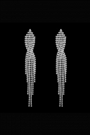 Длинные серьги СС009 в стиле водопад, со стразами и оригинальным дизайном в цвете серебро в свадебном салоне Princesse de Paris