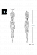 Длинные серьги СС009 в стиле водопад, со стразами и оригинальным дизайном в цвете серебро в свадебном салоне Princesse de Paris