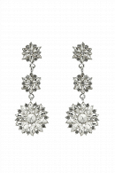 Длинные серьги СС012 оригинальной формы со стразами и фионитами в цвете белое золото в свадебном салоне Princesse de Paris