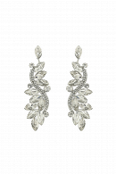 Длинные серьги СС013 оригинальной формы со стразами и фионитами в цвете белое золото в свадебном салоне Princesse de Paris