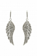 Длинные серьги оригинальной формы СС019 крылья ангела со стразами в цвете серебро в свадебном салоне Princesse de Paris