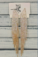 Длинные серьги-водопад SZ02 со стразами, цвет золото купить недорого в салоне Princesse de Paris в СПБ