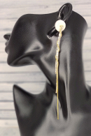 Длинные изящные серьги SZ03 со стразами, цвет золото - качественная недорогая бижутерия для создания свадебного и вечернего образа, купить недорого в салоне Princesse de Paris в СПБ.