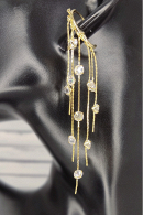 Длинные серьги-водопад SZ04 с горным хрусталем, цвет золото купить недорого в салоне Princesse de Paris в СПБ