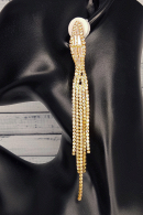 Длинные серьги-водопад SZ05 со стразами и цирконами, цвет золото купить недорого в салоне Princesse de Paris в СПБ