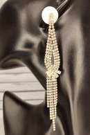 Оригинальные серьги-водопад SZ07 в необычном благородном цвете розовое золото под вечернее платье на выпускной и корпоратив купить недорого в салоне Princesse de  Paris в СПБ.