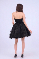 Черное короткое пышное дизайнерское вечернее платье мини из кружева 3D на выпускной купить недорого в салоне Princesse de Paris в СПБ