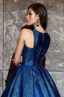 Пышное длинное вечернее платье Валенсия синий электрик-серебро. Свадебный салон Princesse de Paris СПБ