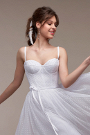 Вечернее платье-бюстье ВИОЛА миди белое и айвори в свадебном салоне Princesse de Paris