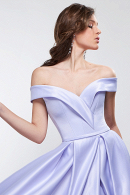 Длинное вечернее платье Грейс из атласа сиреневого лавандового цвета - непышное, с карманами, недорого. Свадебный салон Princesse de Paris