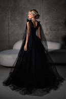 Экстравагантное черное вечернее платье АГАТА в бельевом стиле на выпускной купить в салоне Princesse de Paris в СПБ