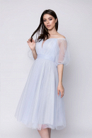 Короткое нарядное вечернее платье НЕЛЛИ голубого цвета на выпускной, для подруги невесты и любую вечеринку купить недорого в салоне Princesse de Paris в СПБ