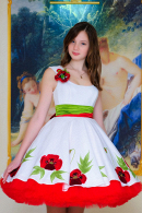 Купить короткое пышное платье на выпускной 9 и 11 класс с корсетом дизайнерское из натурального льна в салоне Принцес де Париж в СПБ