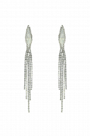Длинные серьги СС002 со стразами и цирконами в стиле водопад, цвет серебро в свадебном салоне Princesse de Paris