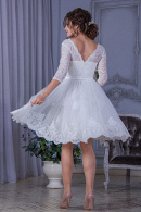Короткое свадебное платье БАРБАРА с кружевным лифом и пышной фатиновой юбкой на роспись купить недорого в салоне Princesse de Paris в СПБ.