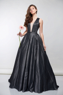 Пышное длинное свадебное платье Валенсия парча черный-серебро. Свадебный салон Princesse de Paris СПБ