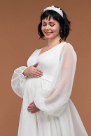 Свадебное платье для беременных ДЕНИЗ - легкое, удобное, без жесткого корсета, из натуральных тканей, с длинными рукавами купить недорого  в свадебном салоне Princesse de Paris