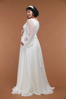 Свадебное платье для беременных ДЕНИЗ - легкое, удобное, без жесткого корсета, из натуральных тканей, с длинными рукавами купить недорого  в свадебном салоне Princesse de Paris