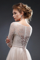Свадебное платье Ирен - легкое, удобное, для венчания, простое, непышное, для полных, большой размер, с длинным рукавом в свадебном салоне Princesse de Paris СПБ