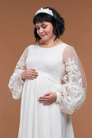 Свадебное платье для беременных КАМИЛЛА - легкое, удобное, без жесткого корсета, из натуральных тканей, с длинными рукавами купить недорого  в свадебном салоне Princesse de Paris