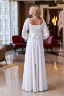 Элегантное легкое свадебное платье КРИСТА для беременных, будущих мам с рукавами минимализм купить недорого в салоне Princesse de Paris в СПБ.