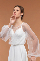 Свадебное платье Марена - fly - легкое, удобное, для венчания, простое, непышное, для полных, большой размер, жемчужная ткань в свадебном салоне Princesse de Paris СПБ