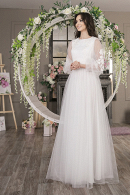 Закрытое свадебное платье с пышными рукавами МИРАНДА на роспись и венчание купить недорого в салоне Princesse de Paris СПБ 