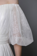 Блестящее свадебное платье с пышными рукавами и открытыми плечами НЕЛЛИ купить недорого в салоне Princesse de Paris в СПБ